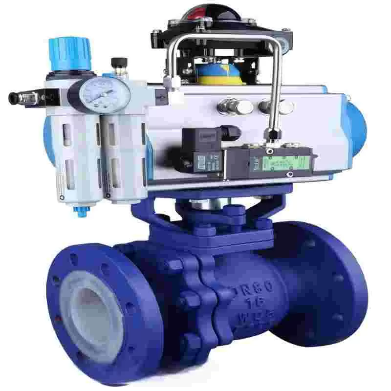 Fluorine lined pneumatic ball valve，Pneumatic fluorine-lined ball valves，Pneumatic ball valve