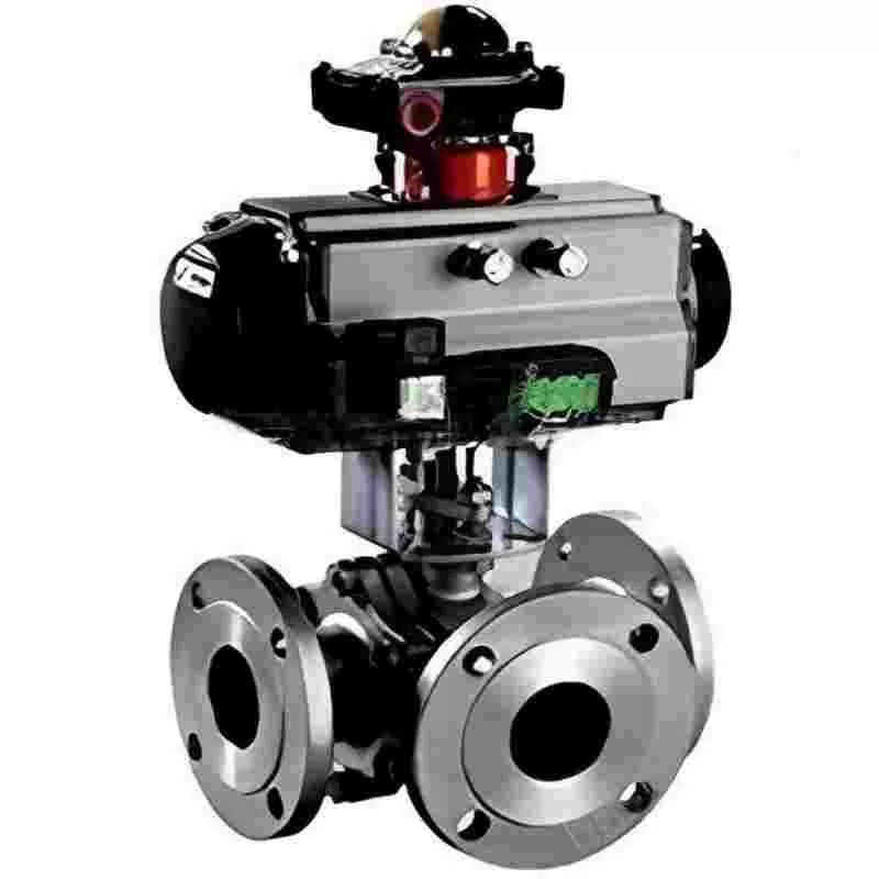 Q644 (5) Pneumatic three-way ball valve,Q644 pneumatic three-way ball valve,Pneumatic Three-way Ball Valve