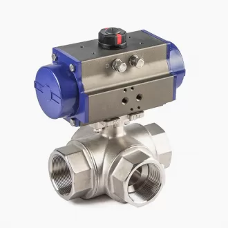 Pneumatic three-way ball valve with internal thread,Pneumatic three-way Internal thread ball valve